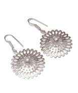 Crystal Quartz Gemstone 925 Silver Overlay Handmade Flower Drop Dangle E... - €10,25 EUR