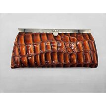 Faux Brown Alligator Skin Wallet Metal Clasp 9 by 4 - $10.97