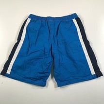 Adidas Gym Shorts Boys Large Blue White Striped Clima365 Climalite - $13.09