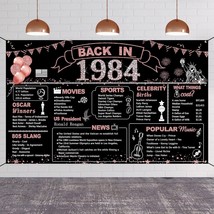 40Th Birthday Rose Gold Party Decoration, Back In 1984 Banner For Women 40 Years - $22.99