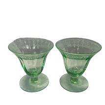 Vintage Pair of Cambridge Glass Florentine Green Cordial Glass - $49.50