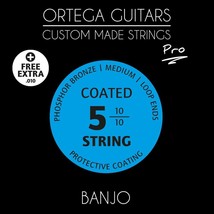 Ortega Guitars Pro, Coated, 5-String Banjo Set Plus Free Extra .010 (BJP-5) - £7.13 GBP