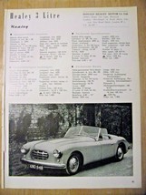 Healey 3 Litre / 2.4 Litre Automobile Specification sheet-1953 - $2.97