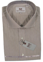 NEW $145 Hickey Freeman Dress Shirt!  16.5 35  *Tan White &amp; Gray Stripe* - £56.25 GBP