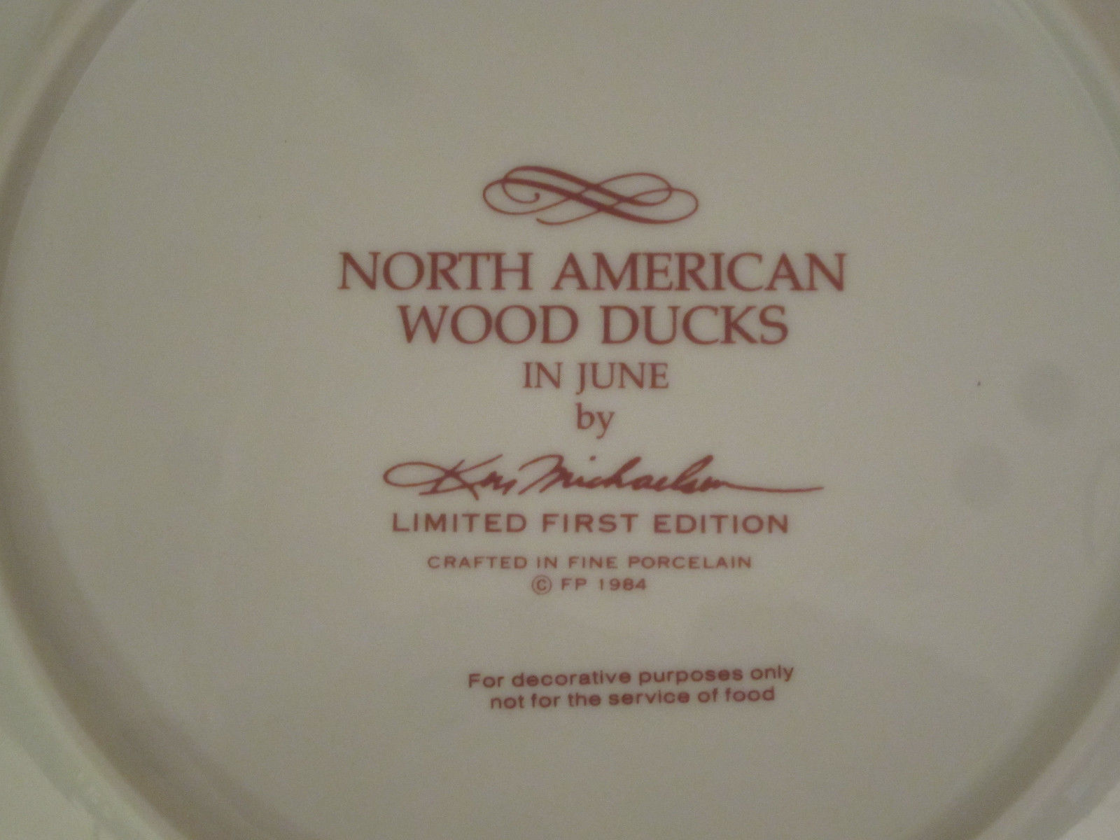 WOOD DUCKS IN JUNE collector plate KEN MICHAELSEN Wildlife SPORTING YEAR Item image 3