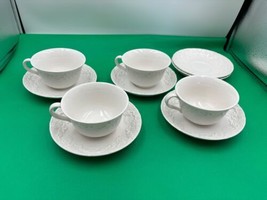 Set of 4 Ralph Lauren / Wedgwood CLAIRE Cup &amp; Saucer Sets (6 x Saucers !!) - £44.86 GBP