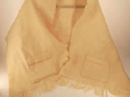 Expolana Top of Europe Wool Shawl Wrap Fringe Pockets Beige Cream Swedis... - $42.06