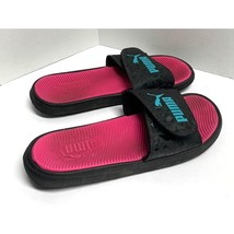 Puma Womens Size 10 Black slide sandal Pink sole Slip On Shoes Sport - £14.73 GBP