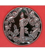 Christmas Coaster Pewter &amp; Green Glass  4&#39;&#39; Dia - £7.81 GBP