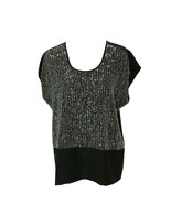 Eileen Fisher Sequin Top Blouse XS Rivulet Silk Crepe de Chine Black Womens - $846.56 MXN