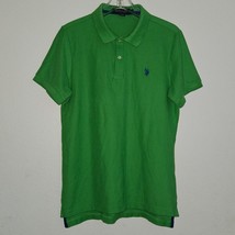 US Polo Assn Green Polo Shirt Men&#39;s Medium Ultimate Pique Blue Logo Uniform - $14.80