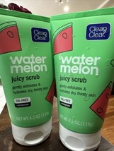 Clean &amp; Clear Facial Scrub Lot of 2 Juicy Watermelon  4.2 oz NEW Stocking Stuff - £6.31 GBP