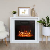 18&quot; Electric Fireplace Freestanding &amp; Wall-Mounted Heater Log Flame Remote - £160.46 GBP