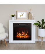 18&quot; Electric Fireplace Freestanding &amp; Wall-Mounted Heater Log Flame Remote - £160.46 GBP