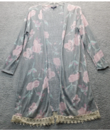 Freshman 1996 Cardigan Womens XL Multi Floral Long Sleeve Lace Hem Open ... - $334.50 MXN