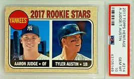 Psa 10 Aaron Judge Rookie 2017 Topps Heritage #214 Yankees ROYw/TYLER Austin - £497.76 GBP