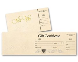 EGP Ivory Foil Embossed Gift Certificates, Quantity 250, with Matched Envelopes - £174.85 GBP