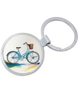 Watercolor Bicycle Bike Keychain - Includes 1.25 Inch Loop for Keys or B... - £8.42 GBP