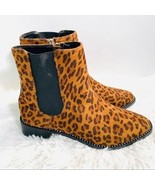 Bebe Midolo Faux Suede Leopard Animal Print Ankle Boots Size 7.5 - $753.77 MXN