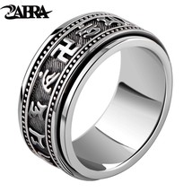 Real 925 Sterling Silver Spinner Ring Vintage Six Words Mantra Mens Signet Rings - £45.63 GBP