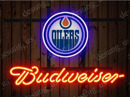 New Budweiser Edmonton Oilers Beer Neon Sign 19&quot;x15&quot; Ship  - £121.09 GBP