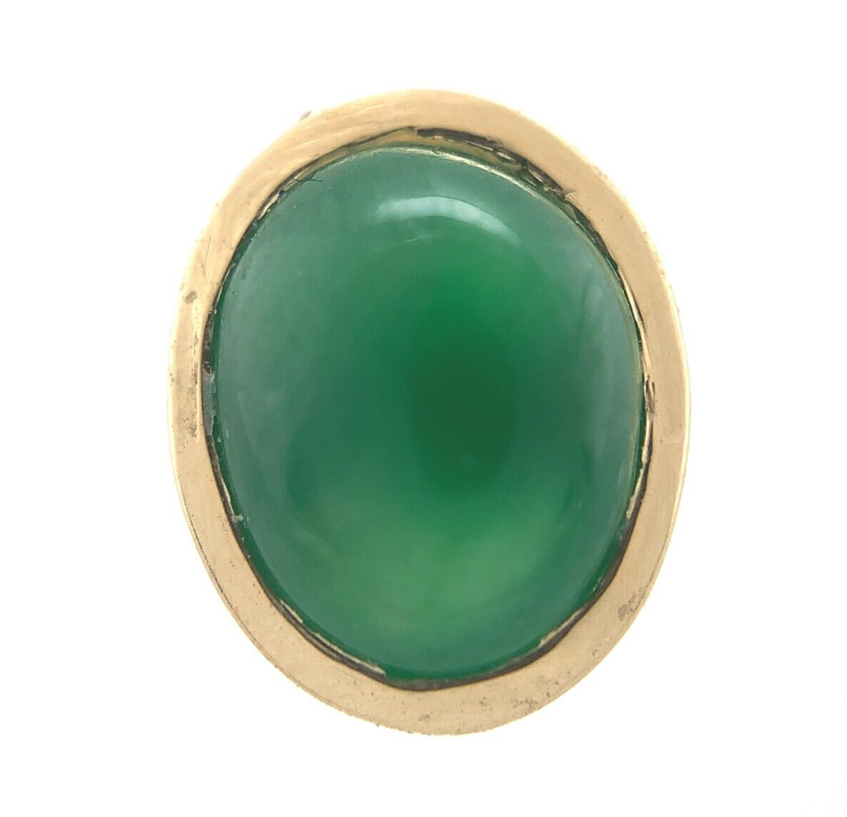 18k Yellow Gold A Grade Jadeite Jade Stud Earrings Bezel Set Jewelry (#J6684) Item image 4