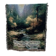 Thomas Kinkade Creekside Blessed Are They Matthew 5:4 Throw 50&quot;x60&quot; New ... - $70.05