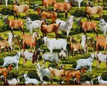 Cotton Goats Farm Animals Pastures Cotton Fabric Print by the Yard (D364... - $14.95