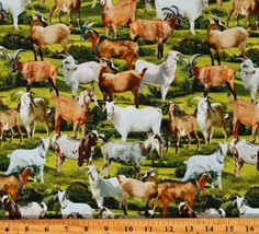 Cotton Goats Farm Animals Pastures Cotton Fabric Print by the Yard (D364.60) - £11.93 GBP