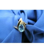 0.80Ct Pear Cut Aquamarine Stone Engagement Wedding Ring 14k Yellow Gold... - $79.10