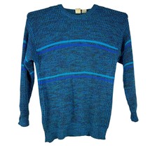 Ivy Club Mens Striped Sweater Big 2X Blue Black Crewneck Long Sleeve Knit - $24.37