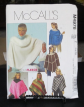 McCall's M4976 Ponchos w Neck Variations Pattern - Size L-XL (16-22) Bust 38-44 - $9.89