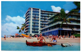 the Reef Hotel on the Beach at Waikiki Hawaii Postcard Posted 1957 - £16.41 GBP