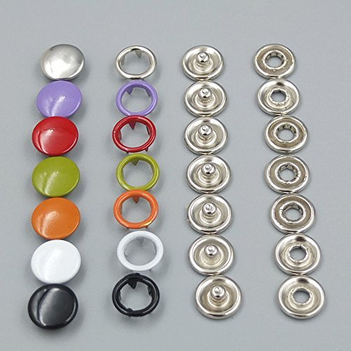 Bluemoona 20 Sets - 3/8" 9.5mm Open Ring No Sew Snaps Fasteners Swing Stud Attac