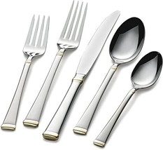 Mikasa Harmony Flatware Set 5 Piece Gold Accent Stainless Steel - £23.91 GBP
