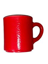Hazel Atlas Orange Peel Texture Milk Glass Mug Fired On Vibrant Red Paint - $9.49