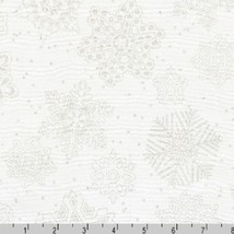 Cotton Snowflakes Metallic Off-White Christmas Holiday Fabric Print BTY D402.88 - £11.82 GBP