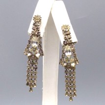 Vintage Crystal Waterfall Drop Earrings, Clip On Glam, Wedding Sparkle, Prong - £28.58 GBP