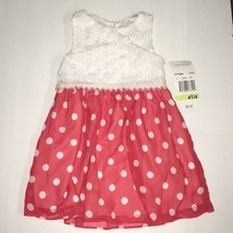 New Rare Editions Fancy Dress Coral with White Polka Dots Size 4T - £27.58 GBP