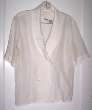 Marlis White Short Sleeve Top with Lapels Silky Polyester Top Size 6 - £17.97 GBP