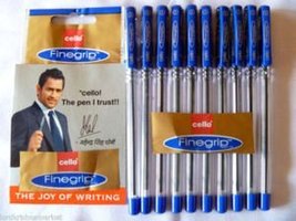 10 X Cello Fine Grip Non-stop Writing Ball Point Pen BLUE Ink Writing Ba... - $9.68