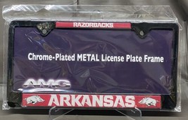 Arkansas Razorbacks Black Metal Chrome-Plated License Plate Frame - £13.48 GBP