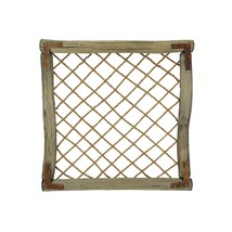 Distressed Wood And Rope Sculpture Decorative Wall Art Rustic Faux Window Decor - £24.45 GBP