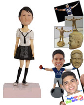 Personalized Bobblehead Gorgeous Girl In Long Sock And Skirt Killing It With A S - £72.57 GBP