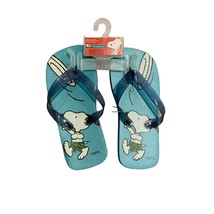New Peanuts Youth Size 10 11 Snoopy Flip Flop Sandals Thongs SHoes Blue - £7.09 GBP