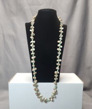 Vintage Natural Trochus Shell Seashell &amp; Jade Jadeite Beaded Necklace 30&quot; Long - $74.25