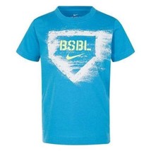 Boys Shirt Nike Short Sleeve Sports Baseball Chalk Diamond Blue Crew Dri-Fit- 4 - £9.47 GBP