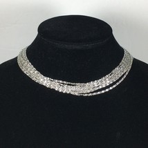 Sarah Coventry Necklace Silvery Cascade 8 Multi Chain Collar Vintage 60s - £8.59 GBP