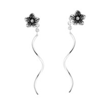 Dainty Chic Flower Blossom Sterling Silver Slide-Through Earrings - £10.27 GBP