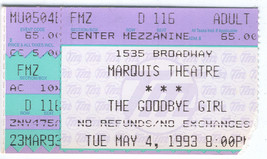 THE GOODBYE GIRL TICKET STUB MARQUIS THEATRE BROADWAY 1993 LIVE PRODUCTION - £7.67 GBP